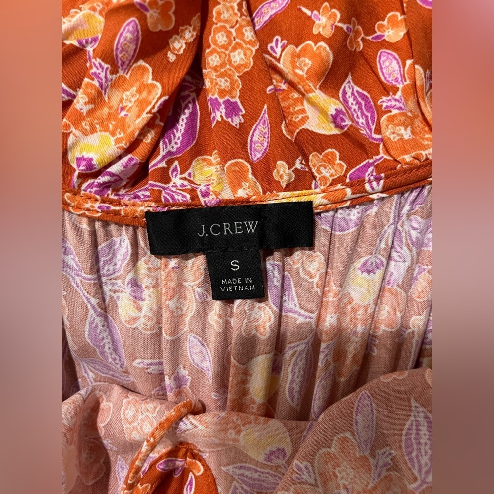 J. Crew Orange and Purple  Ruffled Tiered Maxi Sundress Small - Picture 6 of 10